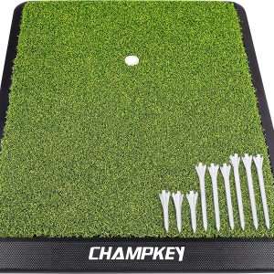 Golf Champkey Premium Turf Golf Hitting Mat(9 Golf Tees & 1 Rubber Tee Included)